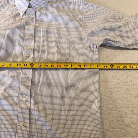 Brooks Brothers 1818 orig polo Mens Size 17/34 Shirt Small Blue Check Pattern - Picture 6 of 9